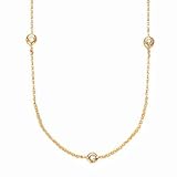 14k Yellow Gold & Diamond Link Necklace- 16 IN (0.18ctw)