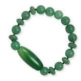 .925 Silver & Green Aventurine Beaded Stretch Bracelet