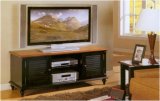 Black Two Door TV Stand With Brown Top