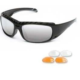 Body Specs Padded Sunglasses Z-001 Shiny Black Frame with Gray, Light Rust, and Clear...