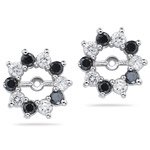 0.55 Black & White Diamond Cluster Earring Jackets in 14K White Gold