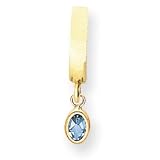 14K 6x4 Oval Bezel Blue Topaz TummyToy Belly Ring - JewelryWeb