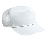 Professional Style Cotton Twill High Crown Golf Style Mesh Back Adjustable Hat Cap - White
