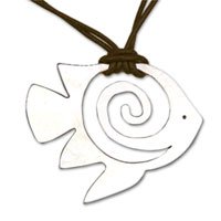 Leather necklace Spiral Fish