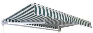 Cheapest 2.5m Standard Manual Awning, Green and White Stripe (8ft 2