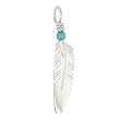 Southwestern Native American Handmade Feather Pendant with Turquoise Gemstone Bead by Navajo Artist Jennifer Tracey, #7755