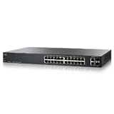 Cisco SF200-24P Switch 24 10/100 Ports, Smart Switch, PoE, 2 Combo Mini-GBIC Ports, Warranty, One Year Tech Support - SLM224PTNA