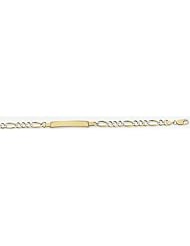 5mm 14k White Pave Large Figaro ID Bracelet 8"