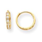 14k Hinged CZ Hoop Childrens Earrings