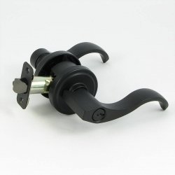 Matte Black Lever Keyed Entry Door Lock - Right Hand