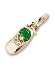 Rembrandt Charms Baby Shoe Charm with Simulated Emerald