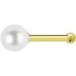Solid 14KT Yellow Gold 3mm Pearl Nose Bone
