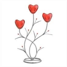 RUBY RED HEART BOUQUET CANDLEHOLDER WEDDING CENTERPIECE