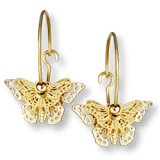 3-D Earrings. BABYBFGFGP 14K Gold-filled Hoops & Beads, 14K Gold plated Butterflies.