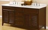 70 Inch Espresso Finish Shutter Double Sink Bathroom Vanity Cabinet