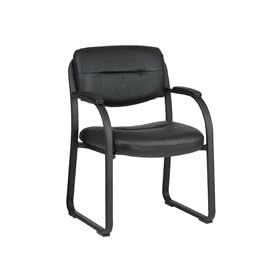 Office Star Black Leather and Steel Guest Chair