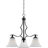 Quoizel SR5103IN Sarah 3-Light Dinette Chandelier with Opal Etched Glass Shades, Iron Gate