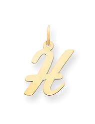 14k Yellow Gold Medium Script Initial H Charm. Gold Wt- 0.4g.