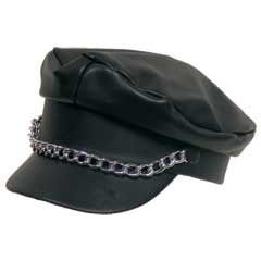 Black vinyl biker hat