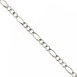 14K Solid White Gold Bracelet Figaro Link Lobster Clasp