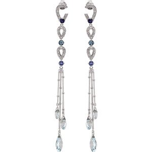 Genuine IceCarats Designer Jewelry Gift Sterling Silver Earrings. Pair Genuine Iolite,London Blue Topaz,Tanzanite,Sky Blue Topaz And White Cz Earrings Earrings In Sterling Silver