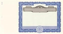 Goes Panel, No Text, Common Stock Certificates, Blue, 100 per package