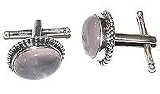 Mens Cuff Links Pair Sterling Silver Rosequartz Gemstone (cflng126)
