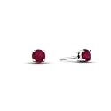 14K White Gold Genuine Round Ruby Stud Earrings