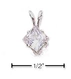 Sterling Silver 6mm Diamond Shaped Cubic Zirconia Pendant