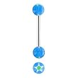 Stainless Steel with UV Blue/Green Barbell - Glitter Star Inlay Ball Sold as a Pair