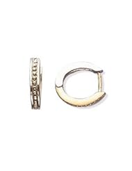14k Solid Gold Oval Two-Tone Caviar Huggie Earrings (4.5 gr.tw)