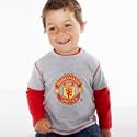 Manchester United Long Sleeved T-Shirt - Grey Marl/Red - Baby