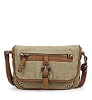 Indigo Collection Pure Cotton Canvas Buckle Cross Body Bag