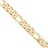 10k hand Polished Figaro Chain Bracelet - 8 Inch