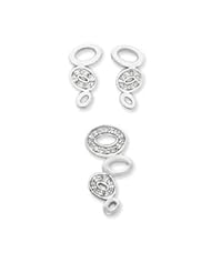 Genuine IceCarats Designer Jewelry Gift Sterling Silver Cz And Polished Earrings & Slide Pendant Set