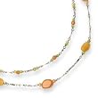 Sterling Silver Carnelian/Peridot/Cultured Pearl Necklace - 16 Inch