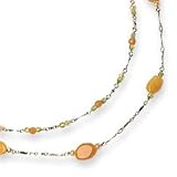 Sterling Silver Carnelian/Peridot/Cultured Pearl Necklace - 16 Inch