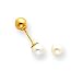 14k Reversible 4mm Cultured Pearl and Gold Ball Earrings