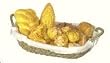 Dollhouse Miniature Lined Basket Filled with Assorted Breads