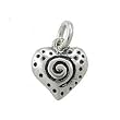 Little Double Sided Puffy Heart Charm with Whirlwind Designs in Sterling Silver, #9201
