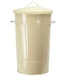 Cream Enamel Metal Kitchen Waste Bin - Nickel Handles
