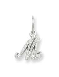 14k White Gold Casted Initial M Charm. Gold Weight- 0.5g.