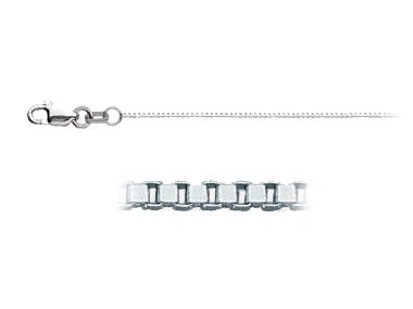 14k White Gold 0.60mm Box Chain Necklace, 24