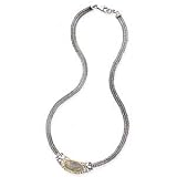 14K and Silver Necklace With Diamond D.32 16.5