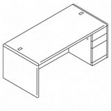 10700 Series Desk w/Full-Height Right Pedestal, 72w x 36d x 29-1/2h, Med Oak