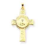 14k Cross with Sacred Heart Medal Pendant