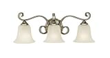 Murray Feiss VS10403-BS Three-Light Vista Collection Vanity Strip, Brushed Steel with White Alabaster Glass Shades