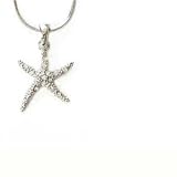Small Silvertone Crystal Starfish Pendant Necklace Fashion Jewelry
