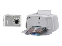 HP PhotoSmart A444 - Digital camera and printer with built-in dock - compact - 5.0 Mpix - optical zoom: 3 x - supported memory: MMC, SD, SDHC