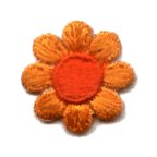 1" Light Orange Daisy with Dark Orange Center - Embroidered Iron On or Sew On Patch